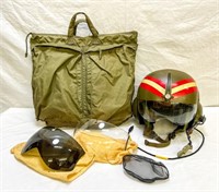 Vintage Flight Helmet with Extra Lenses and Bag