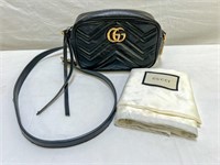 Black Gucci Purse Matelasee Marmont Leather