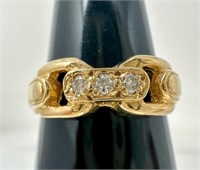 14k Hawaii Diamond Buckle Ring, 3.10g, Size 6.5