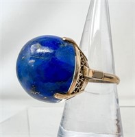 Large Lapis Cabochon Ring, Size 7, 15.23g, 19.74mm