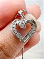 14k Diamond Heart Pendant w/chain , 4.43g, 8"