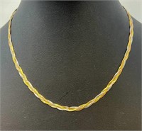 14k 2 Tone Twist Flat Chain Necklace, 6.44g,