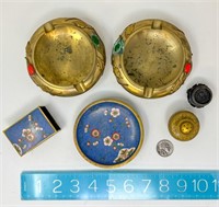 China Brass Ashtrays and Small Cloissone Items