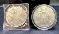 2005 & 2002 1oz Fine Silver Eagle $1 Coins,
