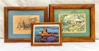 3 Koa Frames with Art, Amish Farmer, Carli Oliver