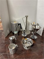 Vintage coffee pot, paper towel holder and misc
