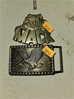 Vintage mack truck belt buckle and eagle belt