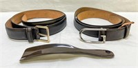 2 Gucci Belts with Shoehorn, 43" Length