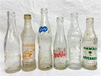 6 Vintage Soda Bottles, Hawaiian Beverages,