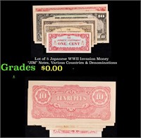 Lot of 5 Japanese WWII Invasion Money "JIM" Notes,