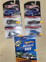 4 hot wheels delivery cars and activity book