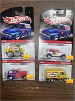 4 hot wheels delivery cars