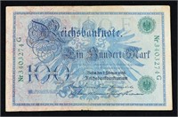 1908 Imperial germany 100 mark Note P# 34 Grades v