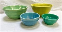 4 Bauer Pottery USA Mixing Bowls, various colors
