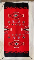 Black Red Woven Navajo Rug 28"x60"