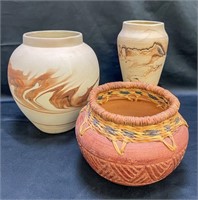 3 Items Nemadji etc Native American Pottery
