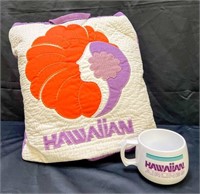 Vintage Hawaiian Airlines Pillow/Blanket & Mug