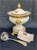 Soup Tureen Porcelain with Gold Trip and Lenox