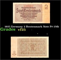 1937 Germany 2 Rentenmark Note P# 174b vf+