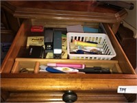 Office Supplies in Desk + 2 Organizer Boxes