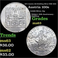 1975 Austria 100 Schilling Silver KM# 2925 Grades