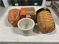 Longaberger Candy corn crock and basket and other