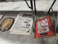 Pictures and large vintage news papers