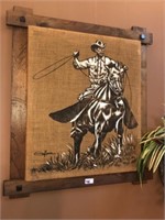 Wood Cowboy & Rope Plaque (32" W x 35"T)