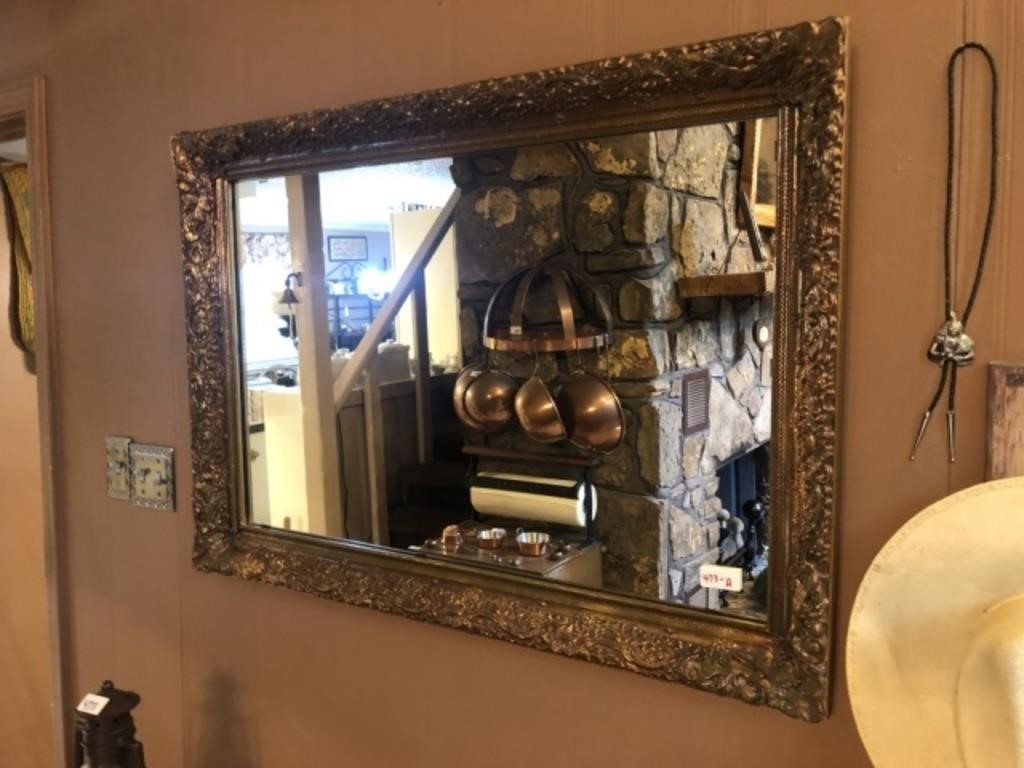 Wood ~ Gold Framed Mirror (40" W  x 27" T)