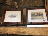 (2) Sm. Framed Cowboy Prints & Easels