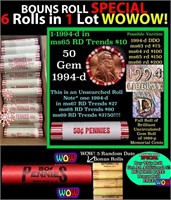 THIS AUCTION ONLY! BU Shotgun Lincoln 1c roll, 199