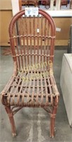 RED PAINTED HAND MADE ANTIQUE WICKER CHAIR