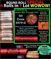 THIS AUCTION ONLY! BU Shotgun Lincoln 1c roll, 197