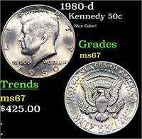 1980-d Kennedy Half Dollar 50c Grades GEM++ Unc