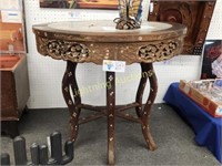 ANTIQUE HAND CARVED MARBLE TOP TABLE