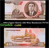 1992 Upper Korea 100 Won Banknote P#?43 Grades Gem