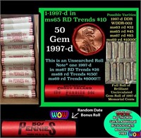 THIS AUCTION ONLY! BU Shotgun Lincoln 1c roll, 199