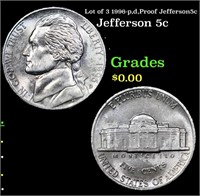 Lot of 3 1996-p,d,Proof Jefferson5c Jefferson Nick