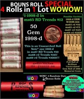 THIS AUCTION ONLY! BU Shotgun Lincoln 1c roll, 199