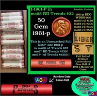 THIS AUCTION ONLY! BU Shotgun Lincoln 1c roll, 196