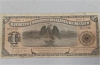1914 Mexico 1 Peso Note
