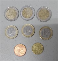 Euro Coin Lot (3x2 Euro, 3x1 Euro, 10 & 5  cent)