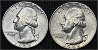 (2) 1948 Washington Quarters