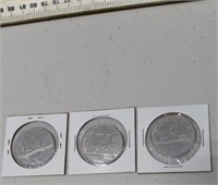 (3) Canada 1 Dollar Coins 1980, 1982, 1982 125th