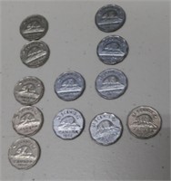 1950's Canada 5 Cent Coin Lot