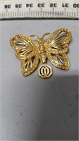 Gold Tone Butterfly Brootch