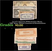 Lot of 5 Japanese WWII Invasion Money "JIM" Notes,