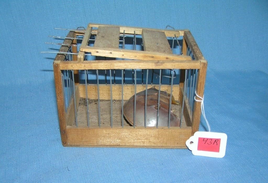 Antique wood and metal animal cage