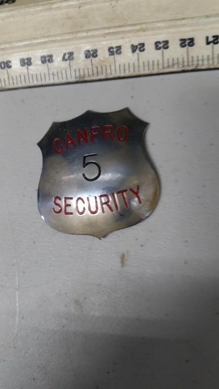 Vintage Canadian CANPRO SECURITY Badge