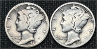 Pair of Semi-Key Date 1931-S Mercury Dimes